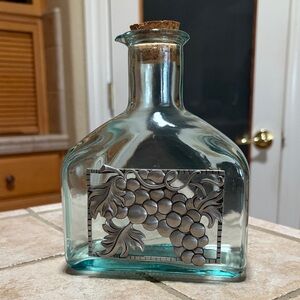 Decorative Glass Bottle with Grape Design